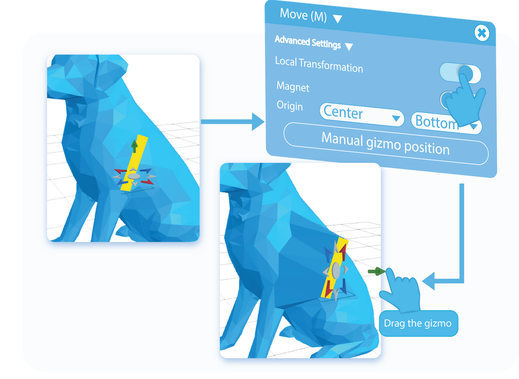 Toggle to eable the Local Transformation setting for the Move tool